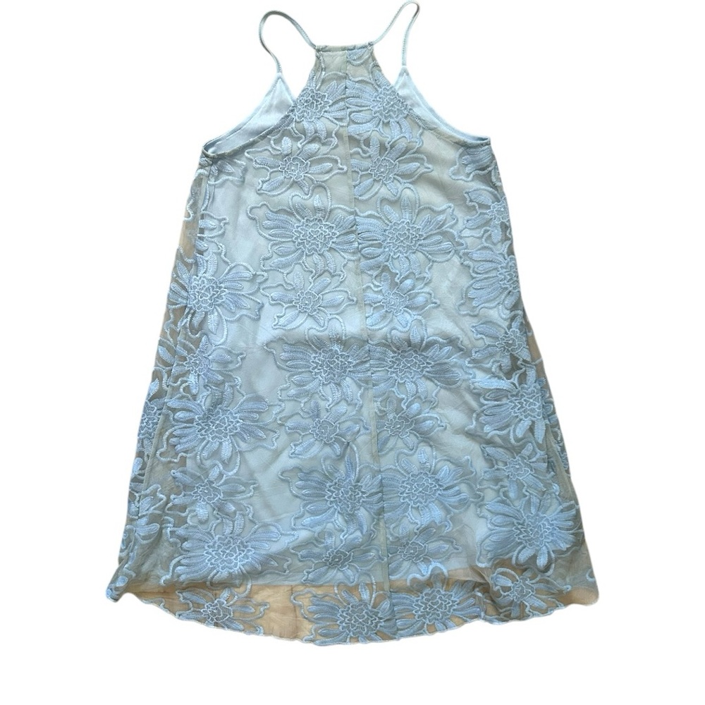 Emmelee Womens Summer Dress Light Blue Vintage Embroidered Size Small